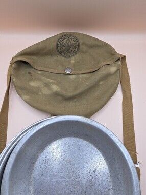 Vintage Boy Scouts Diamond Brand Aluminum Pans Cook Kit Carry Case